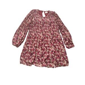 Artitzia Wilfred Long Sleeve Crete Accordian Pleat Mini Dress Burgundy Size XS